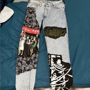 Anime Graphic Patchwork Jeans